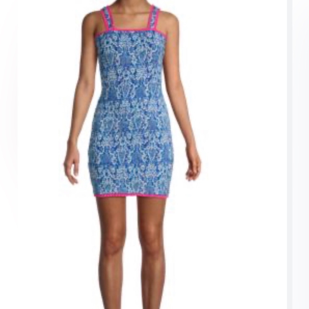 RHODE Kids Dress in Blue with Pink Trim